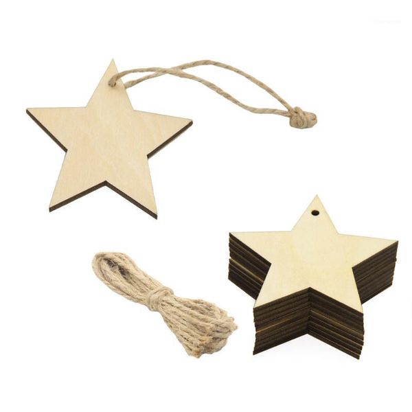 

20pcs wooden star shape pendants hanging tags wood diy craft gift christmas ornaments1