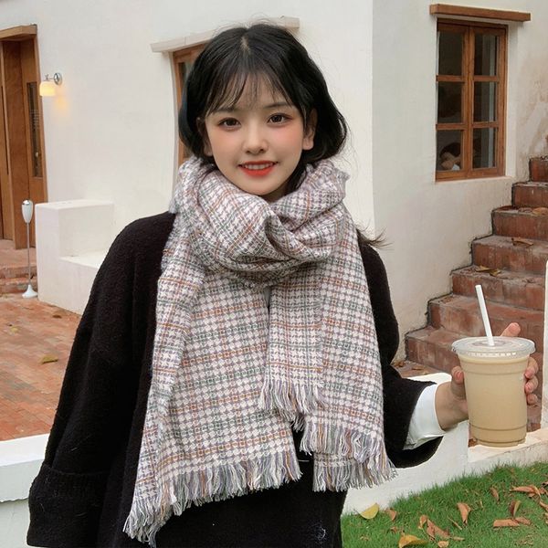

scarf women's versatile winter imitation cashmere scarf autumn and winter warm shawl men and women's plaid collar fashion, Blue;gray