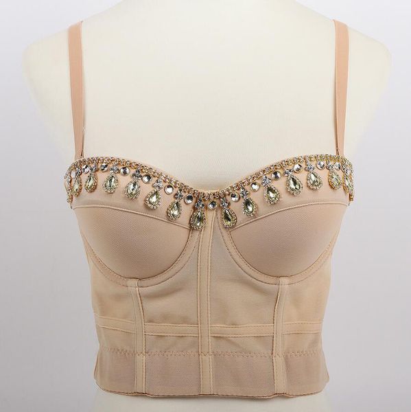 

bottle-water frizzy diamond bustier push-up girls bra night club bralette clipped wear q776 kj46, Black;white