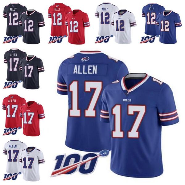 

buffalo bills men #12 jim kelly 17 josh allen women youth nfl limited inverted legend 100th season jersey, Black;red