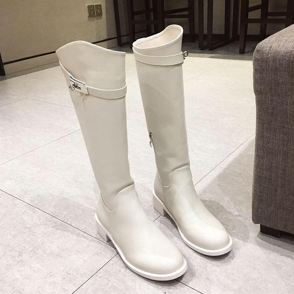 

2020 new autumn women boots womens footwear knee high boots knight women's thick heel female shoes motorcycle, Black