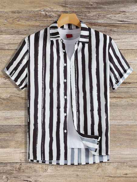 

men vertical striped button up shirt without tee 505j#, White;black
