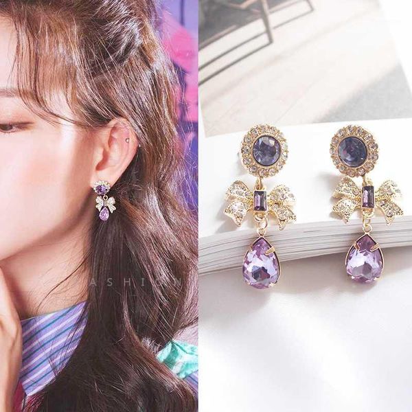 

sansummer women drop earrings 2020 new bowknot fashion jewelry earrings trendy vintage long crystal dangle1, Silver