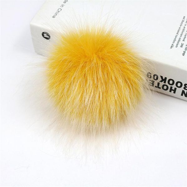 

5 pcs/lot diy 10cm faux fox fur pom poms frost white hair tip pompon with buckle knitted hat accessories pompom factory price sqcuwd, Black;white
