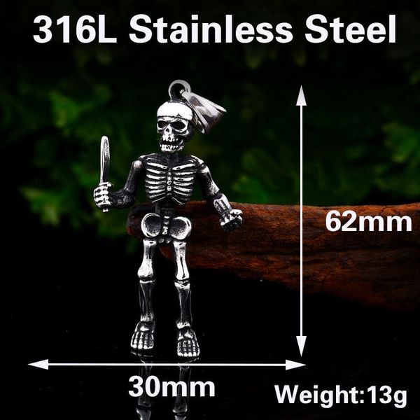 

белое уникальное уникальное 316l нержавеющая сталь новое поступление супер панк череп байкер и нож кулон ожерелье мода шарм ювелирные издели, Bronze;silver