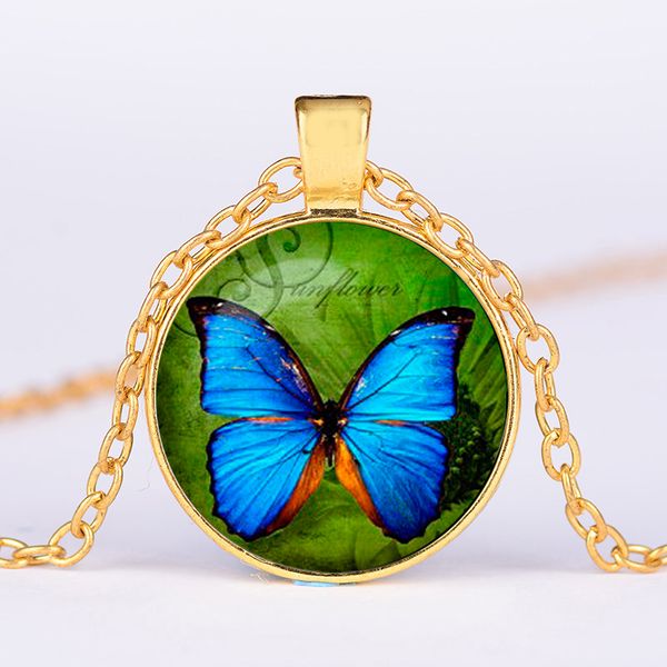 

charm blue butterfly black chain necklace romantic butterfly glass ps silver plated lady girls party sweater choker