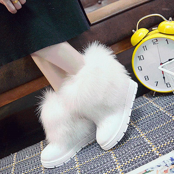 

winter warm women fur snow shoes flats ankle snow boots women 2021 fashion black round toe casual slip on ladies boots nvxue451