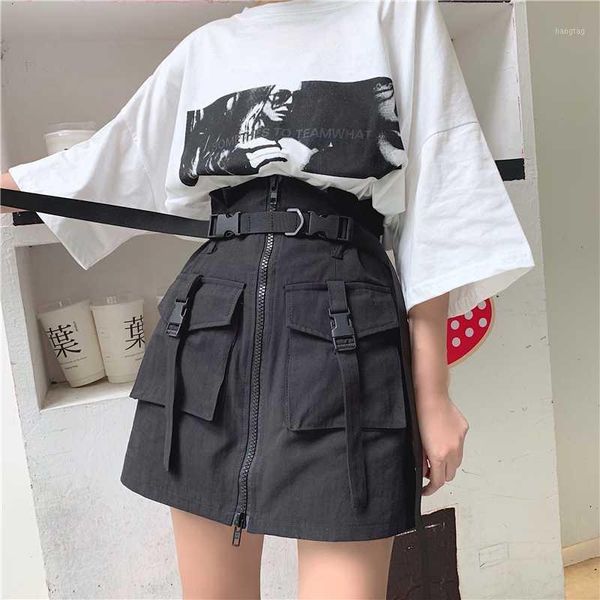 

2020 summer new vintage harajuku style thin high waist skirt women1, Black