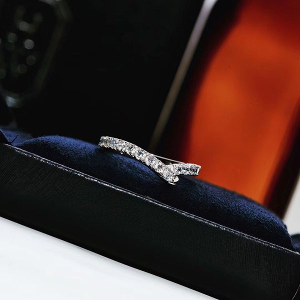

gold platinum half-ring diamond asymmetrical wedding fashion-18k fashion accessory ring never fade and will not drop, Silver