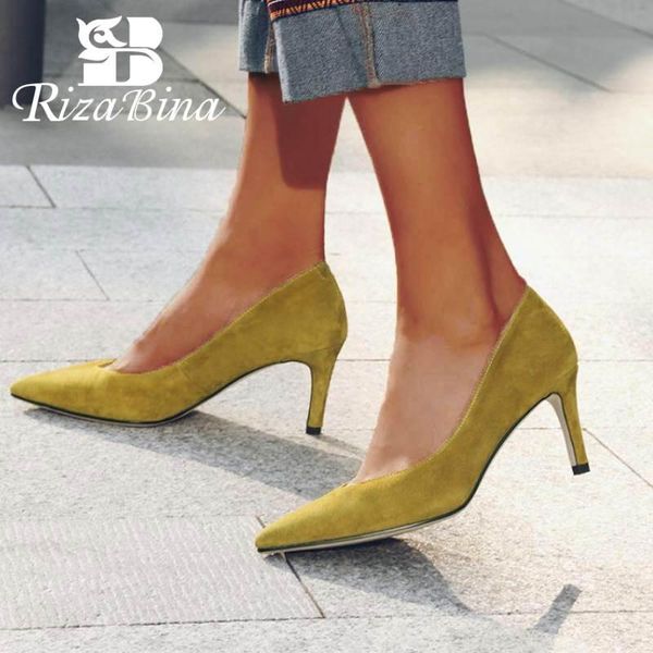 

dress shoes rizabina arrival women pumps fashion simple style thin high heels pointed office lady footwear size 34-39, Black