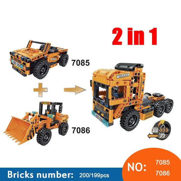 

70857086 technic 2 in 1 deformation jeep loader pull back car building blocks sets for kids diy model toys for children bbyglk homebag