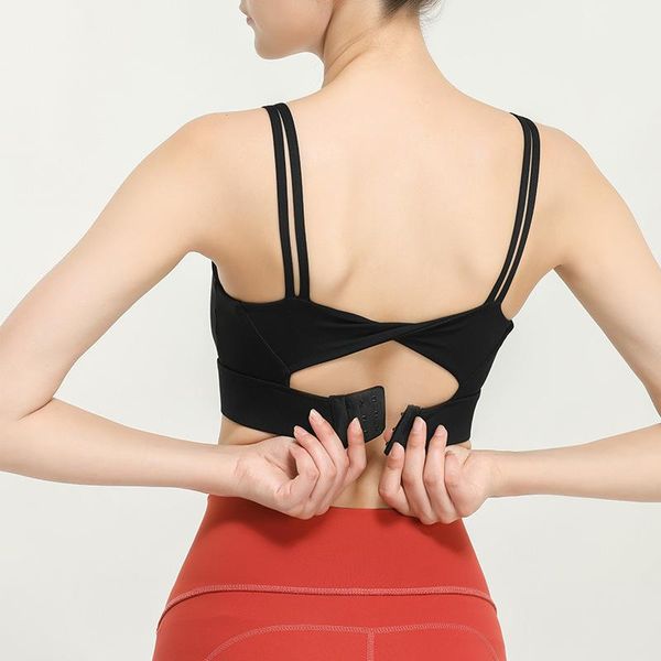 

gym clothing black padded sport bra for women fitness jogging crop yoga workout bras running push up seamless with strap tank stretch, White;black
