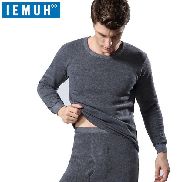 

iemuh winter long johns thick men thermal underwear sets keep warm for russian canada and european women, Black;white