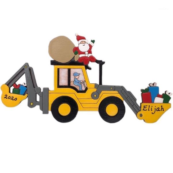 

christmas decorations 1pc 2d 3d ornament wooden hanging pendants excavator for home party year navidad 10x6cm lbs1