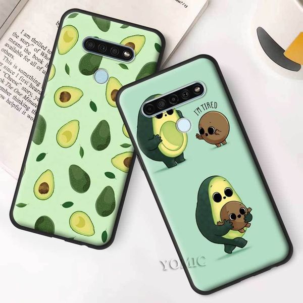 

43fgcartoon cute phone avocado case for lg k40s k41s k61 k50s g6 g7 g8 thinq k40 k51s q51 q70 q60 q61 black tpu soft cover