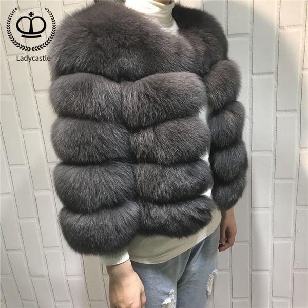 

women warm real fur coat short slim winter genuine fur jacket fashion outwear natural coat for girls -0341, Black