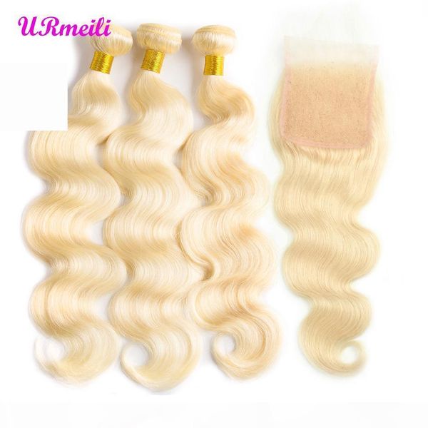 

malaysia human hair 613 blonde body wave 3 4 bundles with lace closure 613 body wave color hair weft remy hair, Black;brown