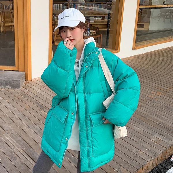 

women's down & parkas make long jacket in winter web celebrity female little chic institute wind with thick loose cotton-padded, Black