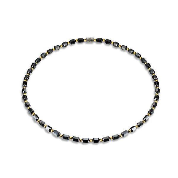 

chains fashion men women black hematite charm necklace magnet gold beads nature stone jewelry gifts for, Silver