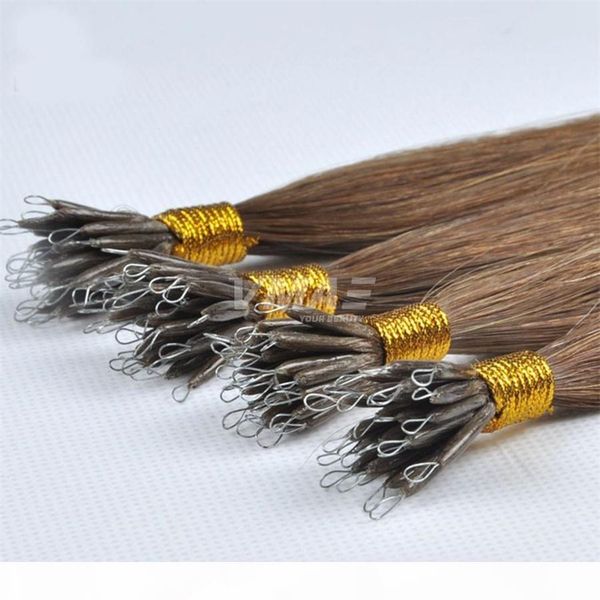 

50g queen unprocessed natural blonde brown raw virgin straight hairpiece double drawn stick tip nano ring human hair extensions, Black