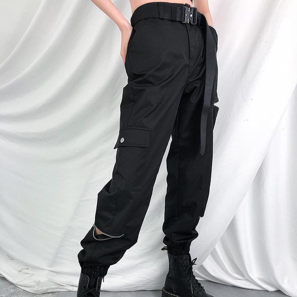 

zcsmll new autumn fashion pants 2020 streetwear style high waist loose big size pockets black women trousers tide1, Black;white