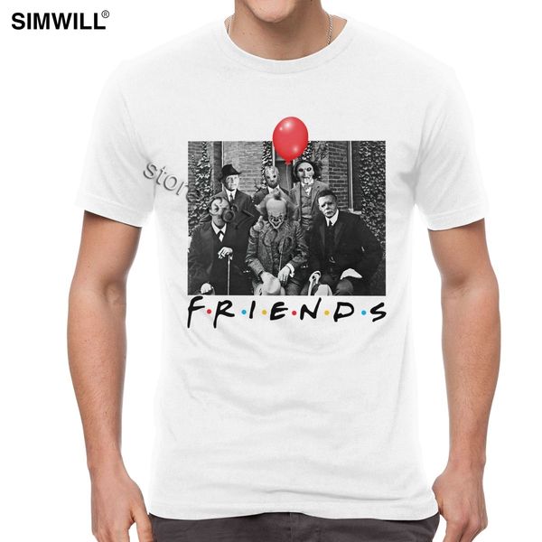 

sport retro halloween pennywise tshirt men friend tv show stephen king horror characters t shirt short sleeve cotton summer tees