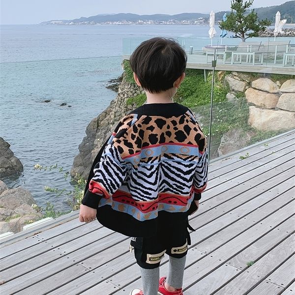 

boys sweater cardigan coat children baby sweater pullover sweater boy children winter western style children's clothing y200901, Blue
