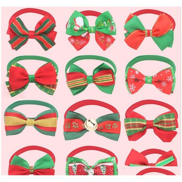 

christmas holiday pet cat dog collar bow tie adjustable neck strap cat dog grooming accessories pet supplies t0tzk