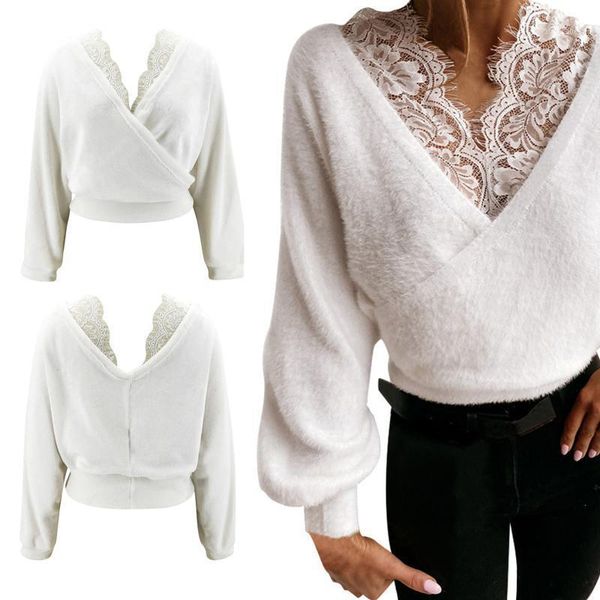 

woman sweaters winter 2021 warm knitted sweaters lace knitwear women1, White;black
