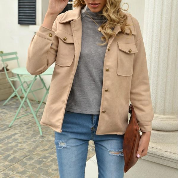 

casual jackets for women solid turn-down collar full length single breasted pockets suede fabric trench coat autumn winter 2020, Black;brown