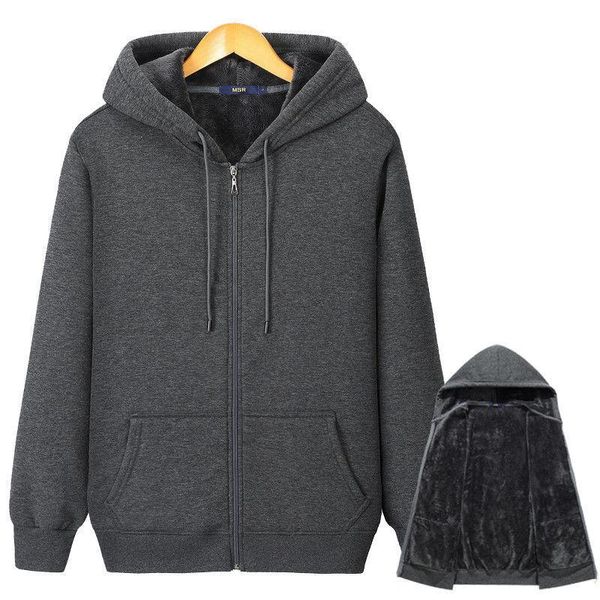 

winter men's hooded sweatshirt plus size m-6xl keep warm coat plus velvet thickening male sweater cotton hood jacket f110204, Black