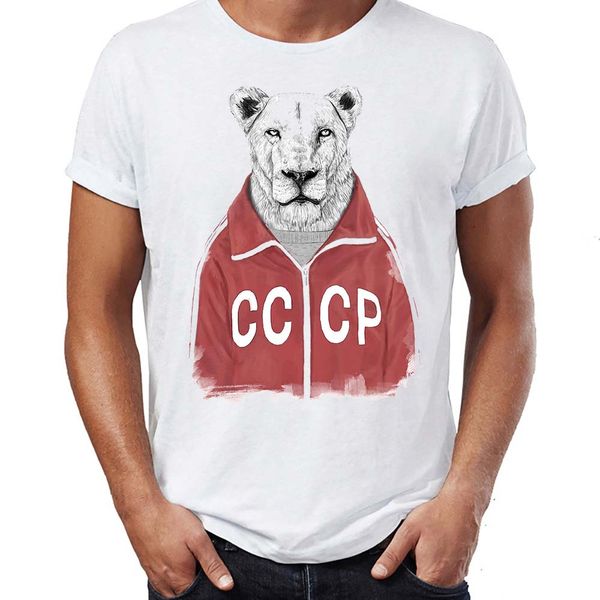 

men's t shirt soviet lion cccp drawing artwork art printed tee sport hooded sweatshirt hoodie
