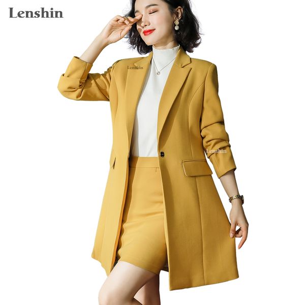 

lenshin women candy colors long coat simple outerwear jackets with pockets fashion style office lady winter wearx1020, Black