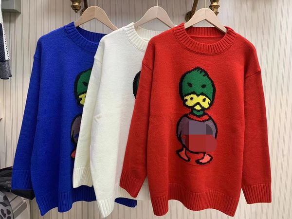 

1226 2022 milan style spring summer brand same style sweater print long sleeve crew new blue red white pullover women clothes qian, White;black