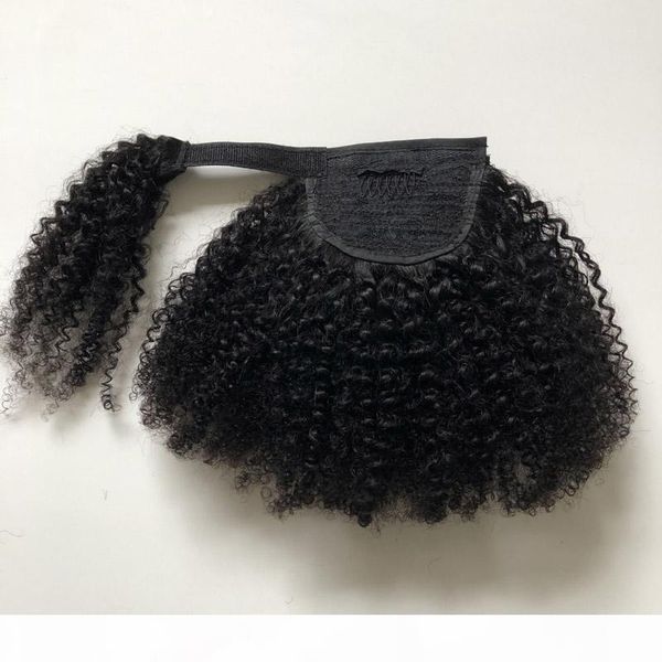 

brazilian ponytails afro kinky curly velcro peruvian 100% virgin human hair natural black malaysian indian 70-95g afro kinky curly 8-22inch