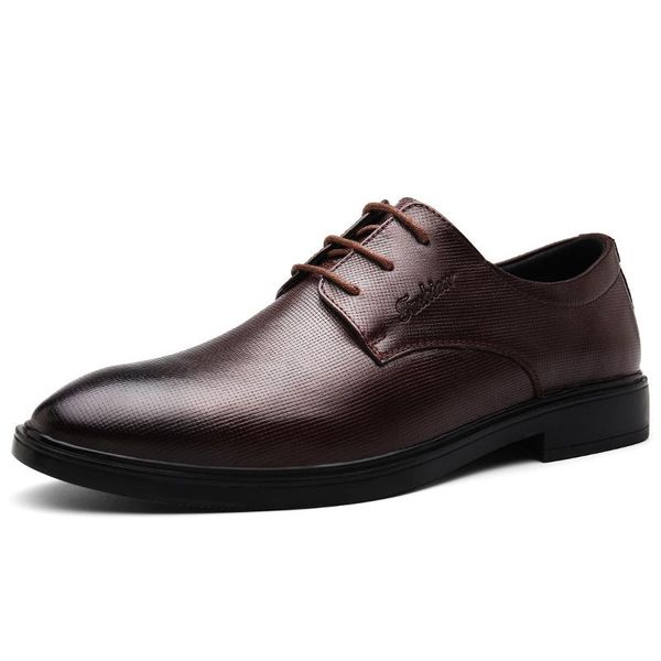 

men shoes 2020 new arrival dress shoes business leather lace-up footwear formal for wedding party flats, Black