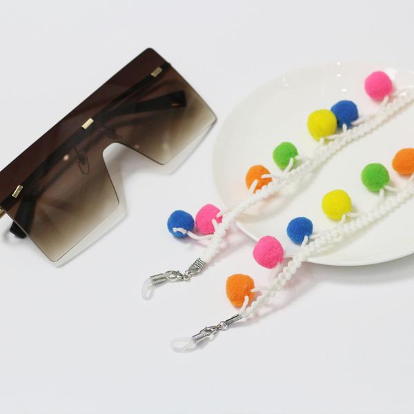 

2020 coloful retro cute plush pompom woven non slip glasses chain mask chain holder sunglasses accessories h jllybe