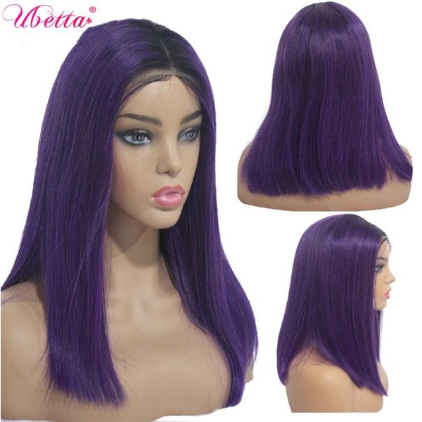 

lace wigs ubetta 100% real hair brazilian virgin 1b-dark purple glueless medium bob wig straight ombre human, Black;brown