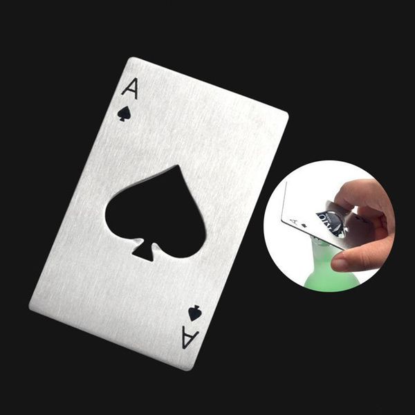 

factory price opener beer bottle stainless spades a steel poker card shape bar tool wallet easy to carry silver color