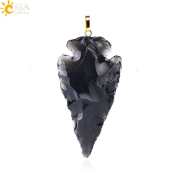 

black pendant charms men obsidian raw gems for necklace arrowhead rough healing point natural stone pendants many size xy12, Silver