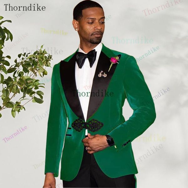 

men's suits & blazers thorndike tailor made velvet green men slim fit formal 2 piece blazer groom prom dress tuxedo male coat jacket+ b, White;black
