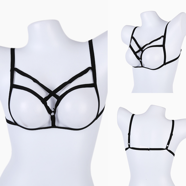 

camisoles & tanks women lingerie bralette lace hollow out bra cross bandage underwear, Black;white