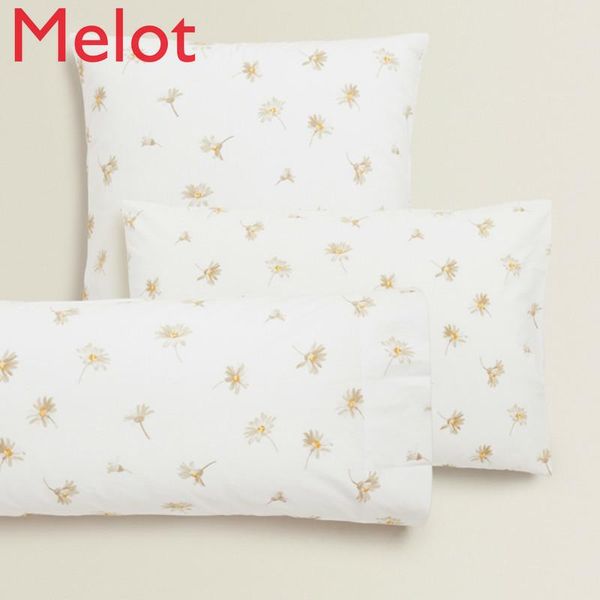 

thick cotton cute daisy printed pillowcase white jacquard velvet neck protection pillow case simple sleep pillowcase