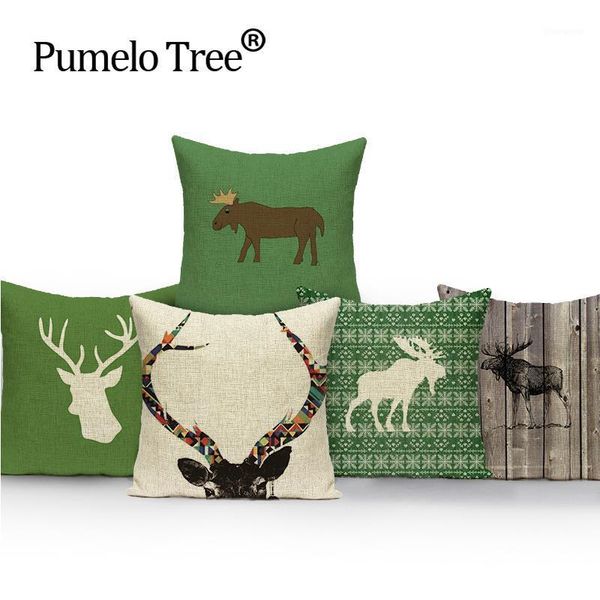 

new square colorful home cushion decorative soft seat car covers linen terror interesting alce deer suit cushion almohada n(454)1