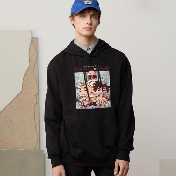 

men's hoodies & sweatshirts anime man hoodiejapanese street prints loose simplicity crewneck pullovers autumn fleece thick hoody men, Black