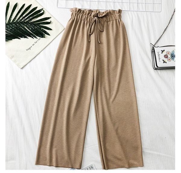 

obrix female loose light pants casual high waist drawstring pleated comfy pants for women 201106, Black;white