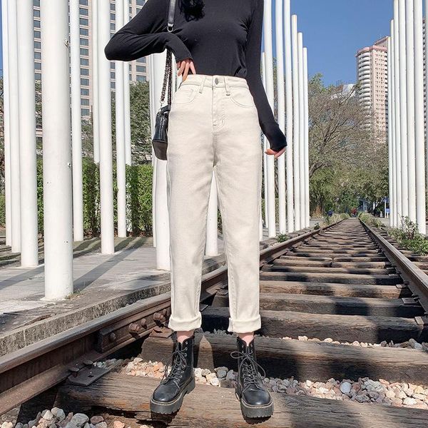 

femme white jeans ankle length female denim trousers high waisted push up mom jeans 2020 capri1, Blue