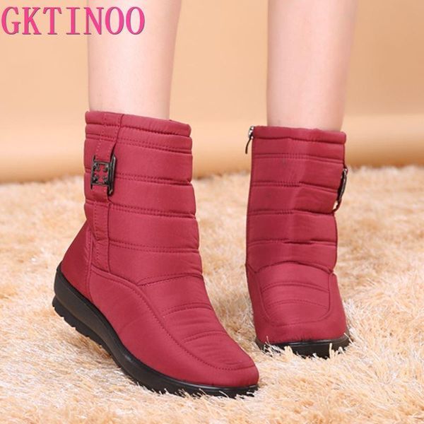 

boots gktinoo snow 2021 brand women winter mother shoes antiskid waterproof flexible fashion casual plus size, Black