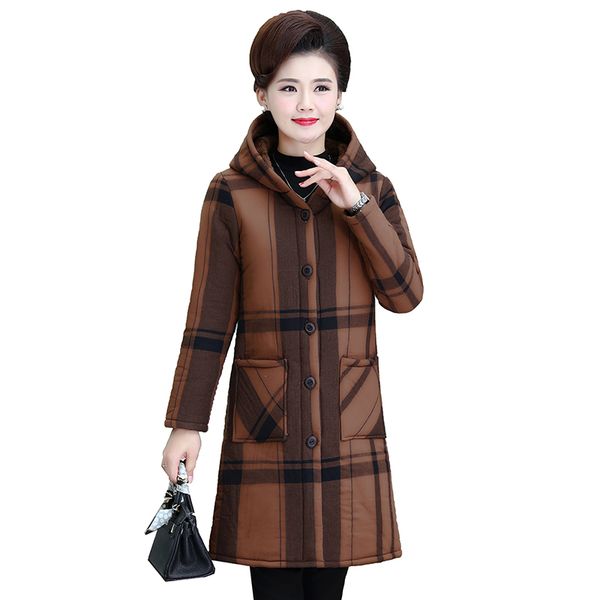 

2021 new womenwinter outwear new jacket mid-length middle elderly hooded cotton large size 5xl thick padded coat wbxb, Black