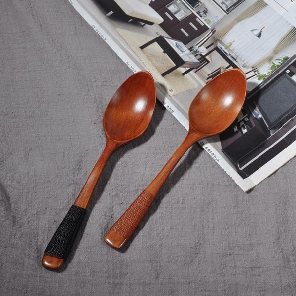 

1pcs wooden spoon fork bamboo soup-teaspoon tableware kitchen accessories cooking utensil tools wood spoons cucharas de cocina f